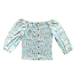 ALLY B, NWOT, GIRLS SMOCKED BODY, SOFT FLORAL PRINT TOP. SIZE XL(16)